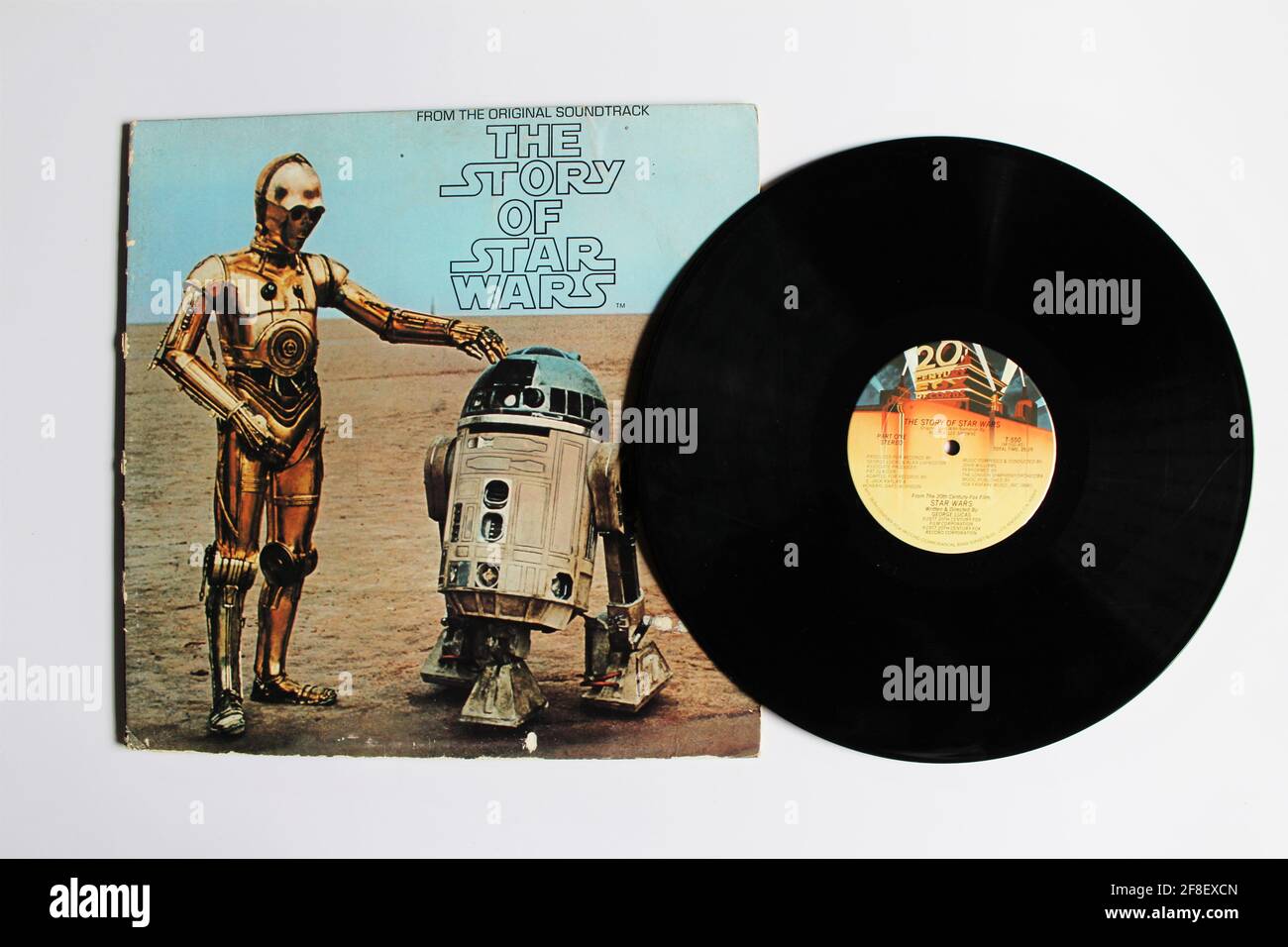 The Story of Star Wars is a 1977 record album of the events depicted in the film Star Wars. Produced by George Lucas & Alan Livingston. Album on vinyl Stock Photo