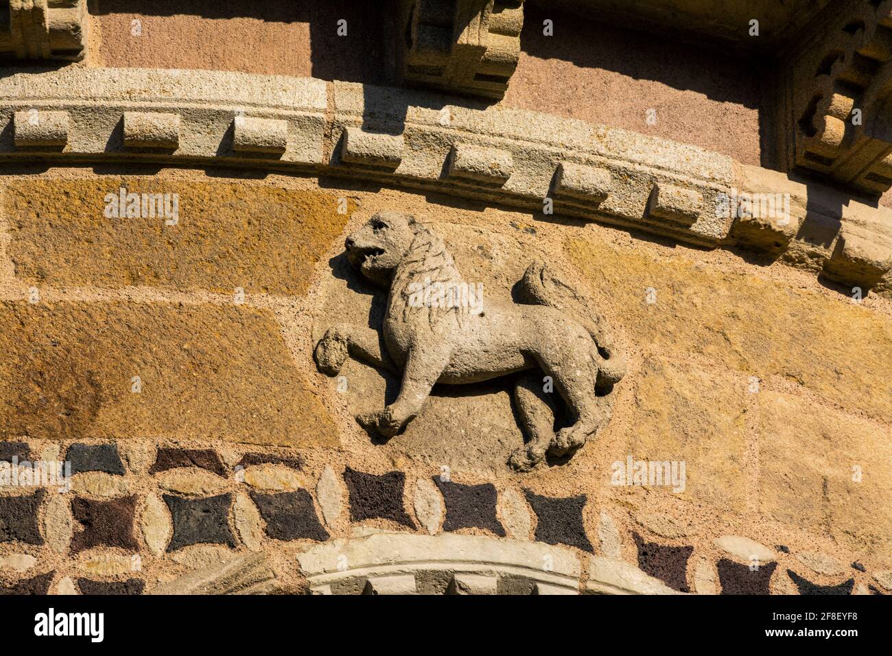 Issoire, Zodiac sign (Leo), Roman church of Saint-Austremoine, Puy de Dome department, Auvergne Rhone Alpes, France, Auvergne, France, Europe Stock Photo