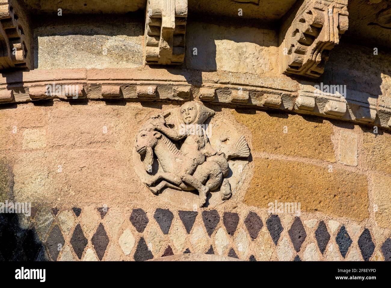 Issoire, Zodiac sign (Capricorn), Roman church of Saint-Austremoine, Puy de Dome department, Auvergne Rhone Alpes, France Stock Photo