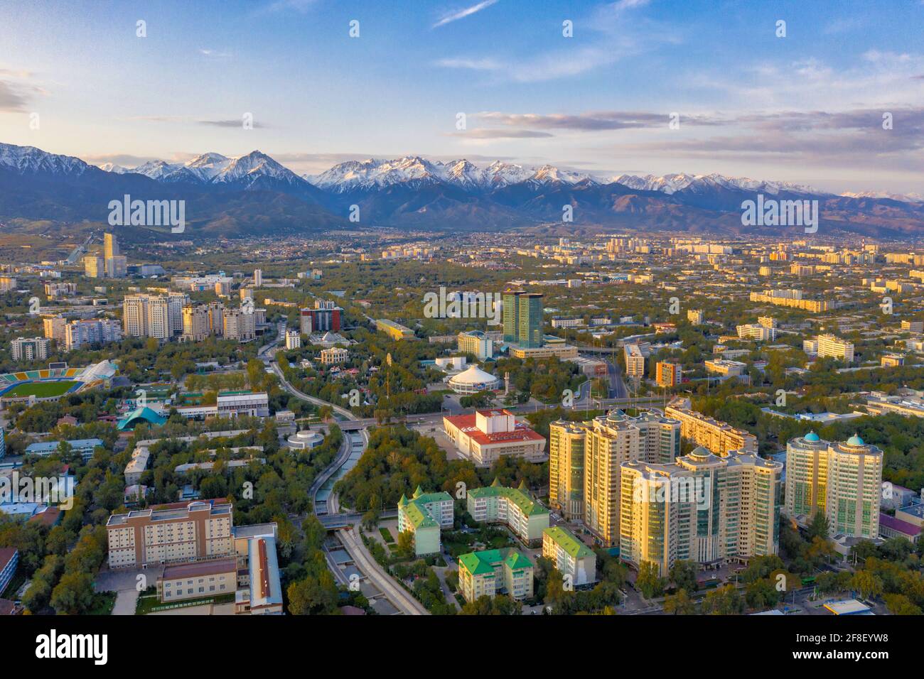 Almaty continues as the major commercial and cultural centre of Kazakhstan, as well as its most populous and most cosmopolitan city. The city is locat Stock Photo