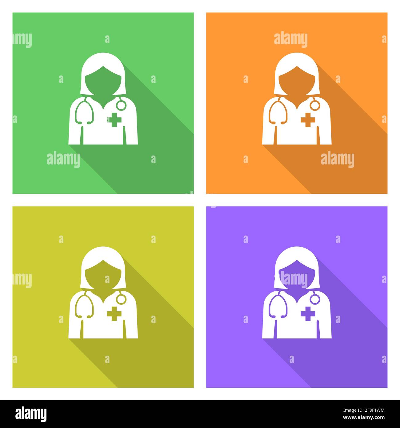 Doctor icon set, flat design vector illustration in eps 10 for ...