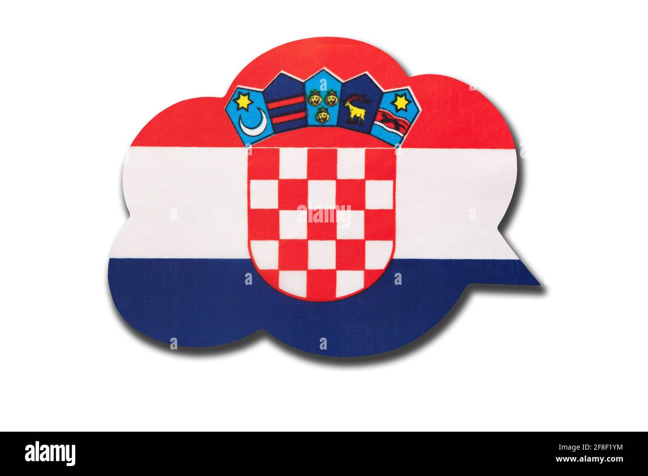 3d speech bubble with Croatia national flag isolated on white background. Speak and learn Croatian language. Symbol of country. World communication si Stock Photo
