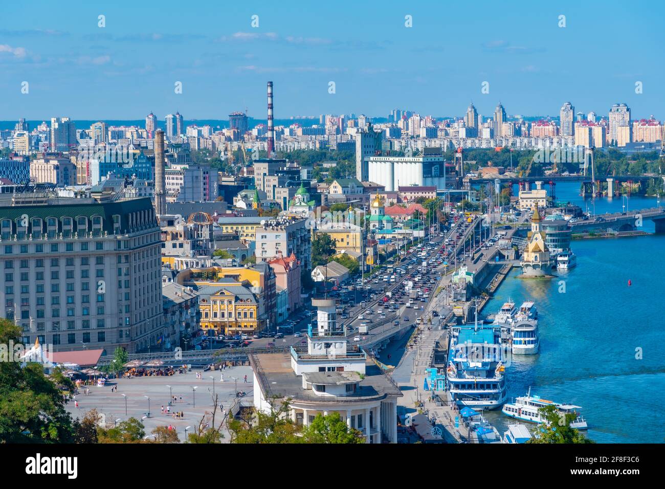 Aerial view of Dnieper riverside in Kyiv, Ukraine Stock Photo Alamy