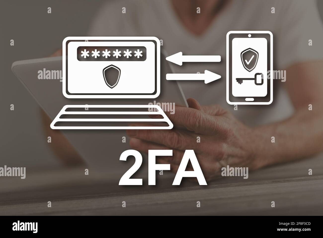 2fa concept illustrated by a picture on background Stock Photo