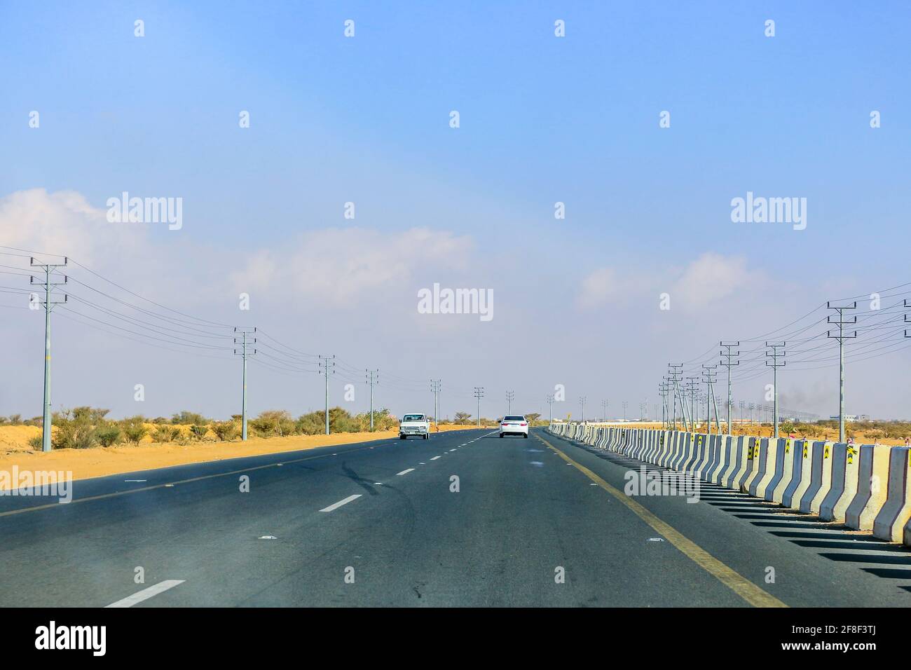 saudi arabian desert road Stock Photo