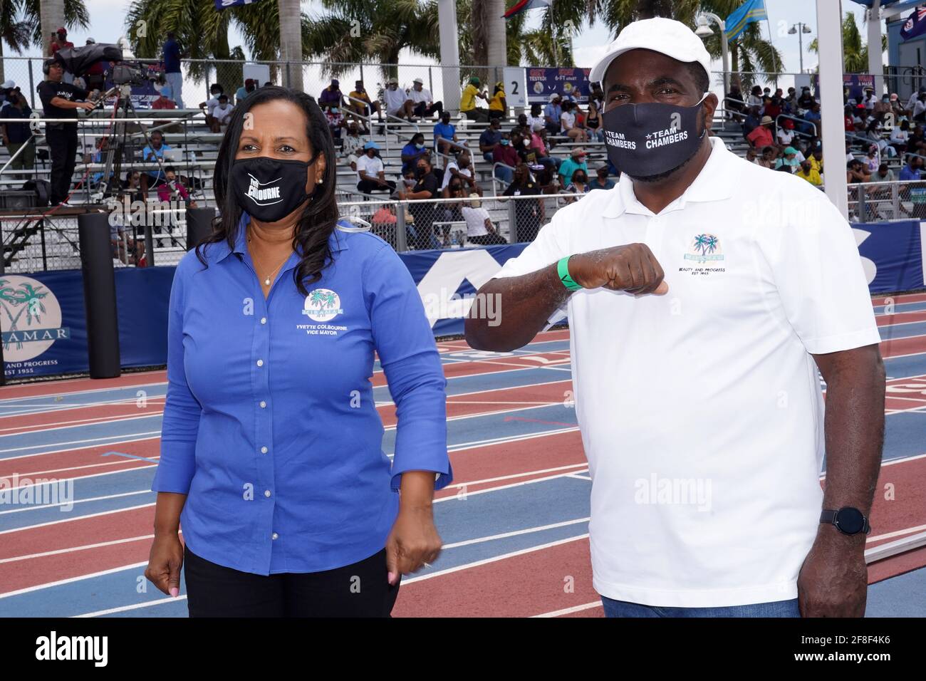 City of Miramar vice mayor Yvette Colbourne (left) and commissioner Maxwell Chambers pose with