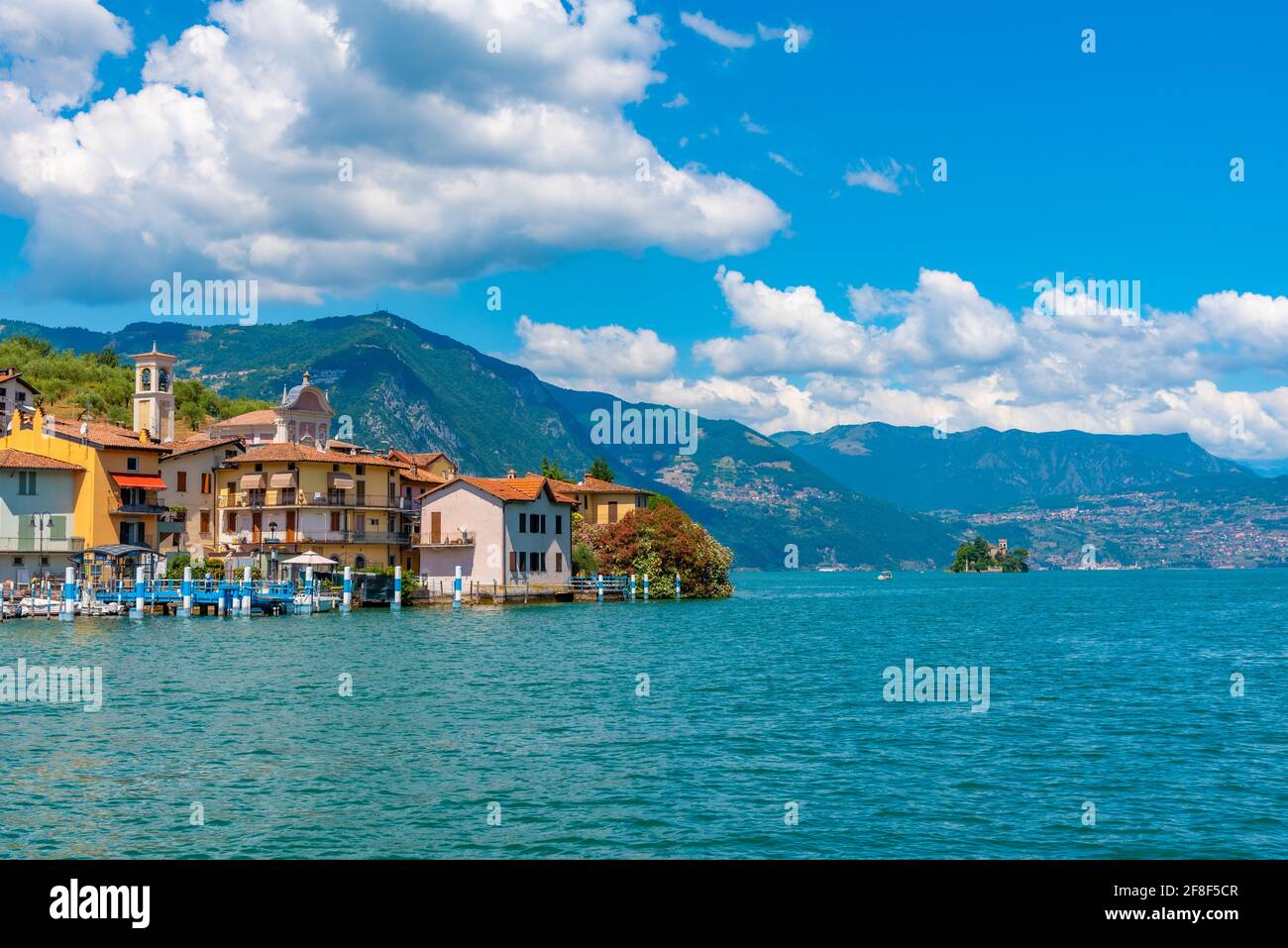 Carzano village on Monte Isola island at Iseo lake in Italy Stock Photo