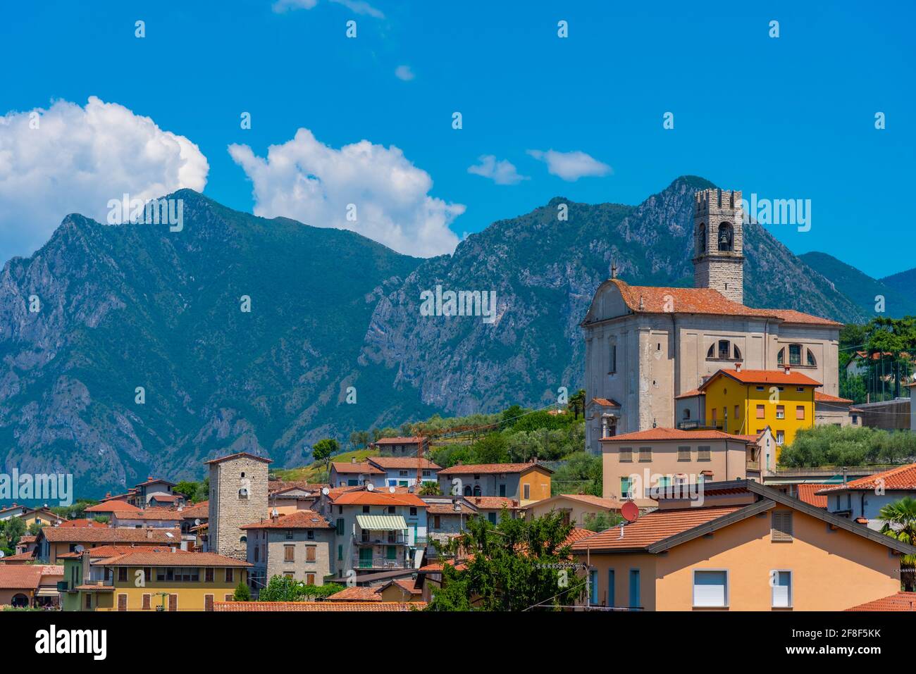 Church in Siviano village at Iseo lake in italy Stock Photo