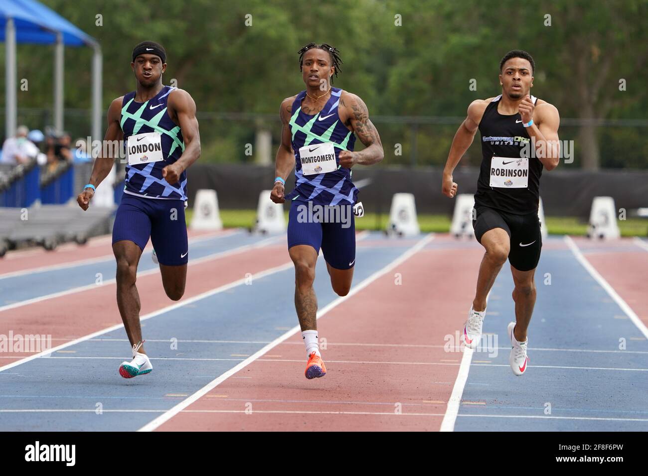 Justin Robinson Usa Right Defeats Wil London Usa Left And Kahmari Montgomery Usa To Win The 400m In 45 23 During The Miramar Invitational S Stock Photo Alamy