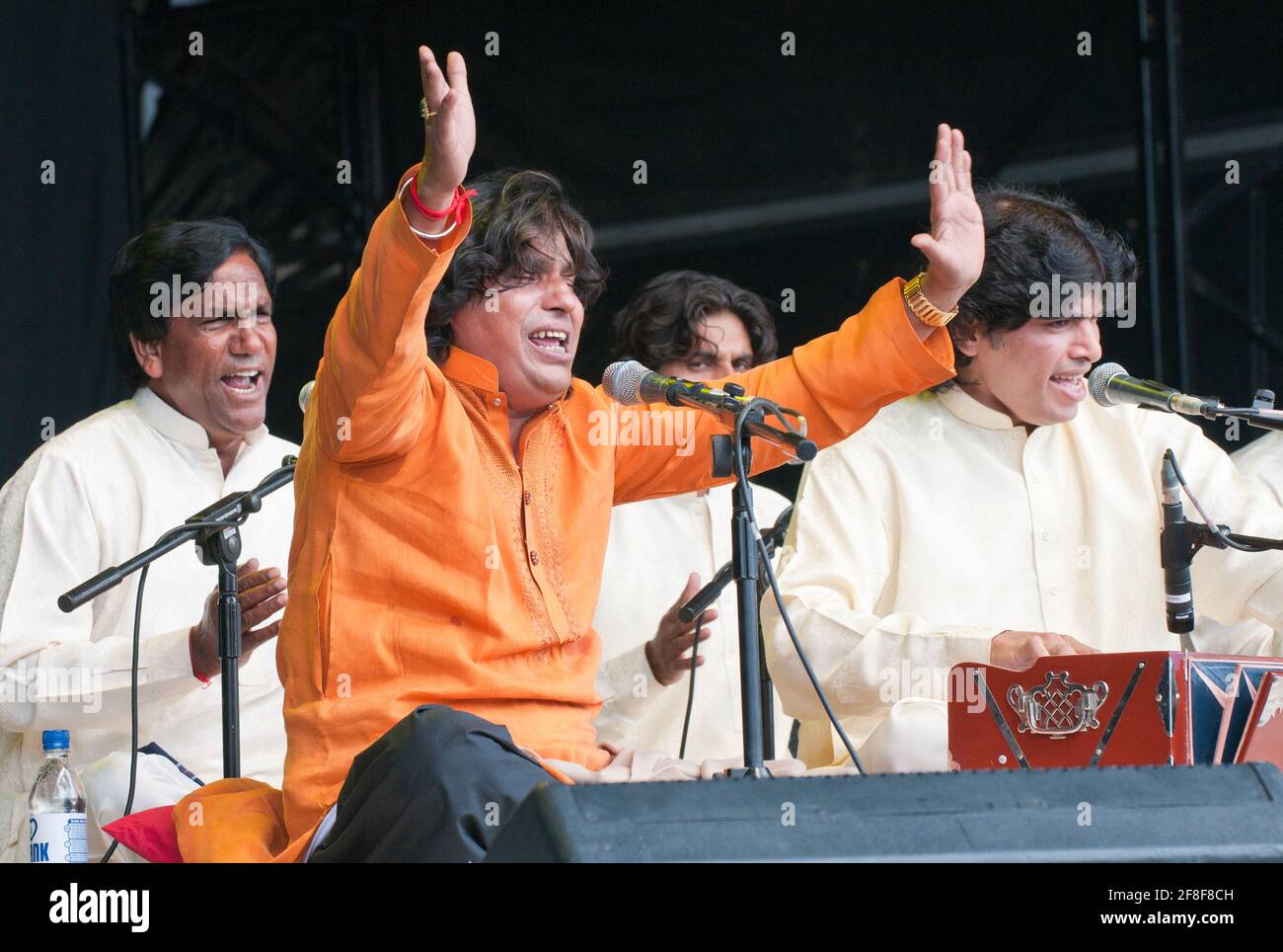 Pakistani, qawwali singer, Faiz ali Faiz performing at the Womad Festival, UK, July 30, 2011. Stock Photo