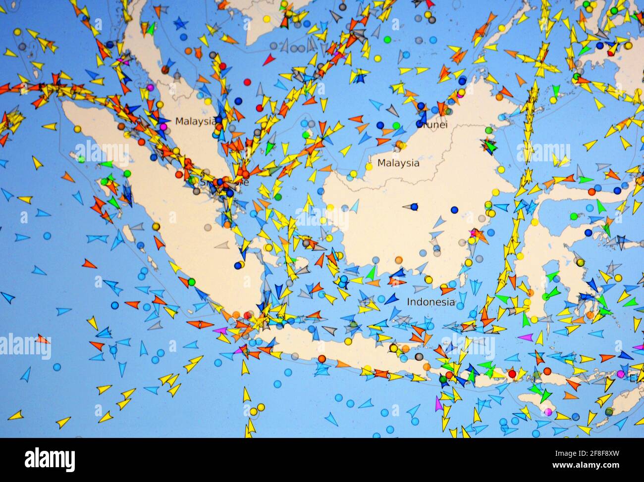 internat map of maritime traffic in Southeast Asia Stock Photo