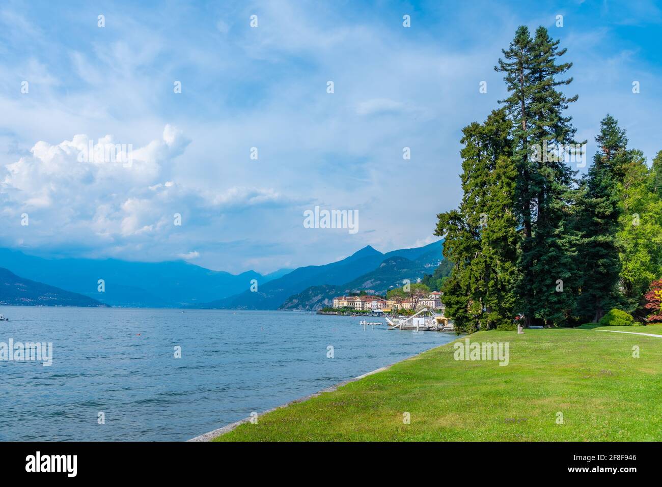 Bellagio viewed from Botanical garden at Villa Melzi at Bellagio, Italy Stock Photo