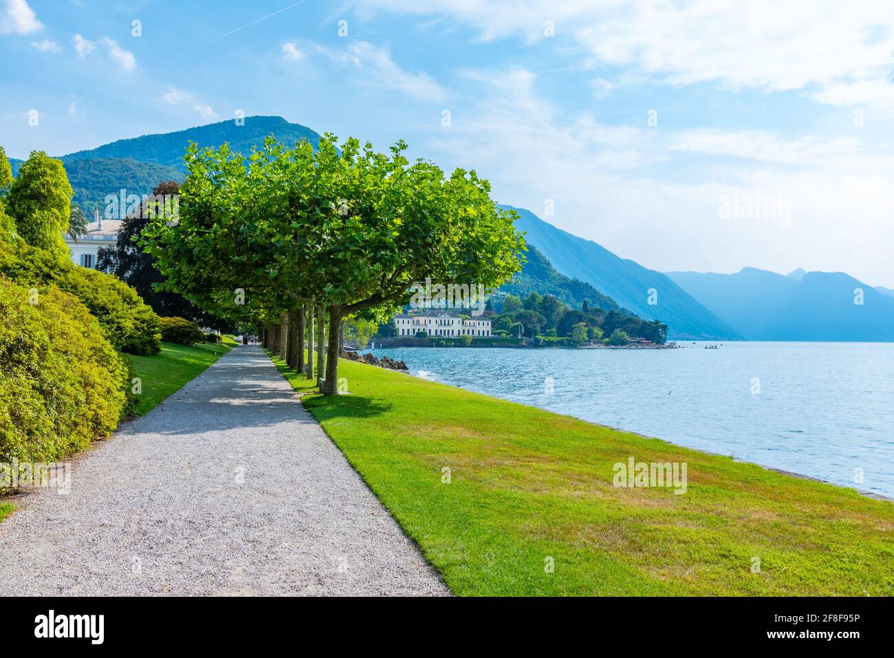 Lake Como viewed from Botanical garden at Villa Melzi at Bellagio, Italy Stock Photo