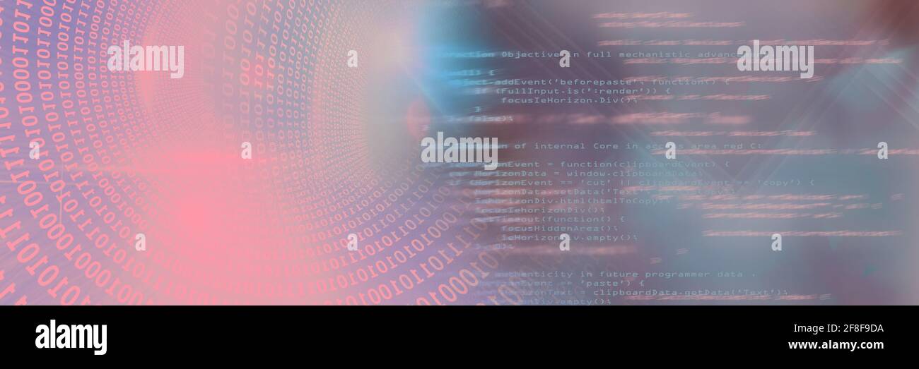 Computer code funnel and data processing against gradient background ...