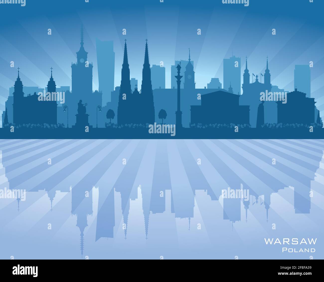 Warsaw Poland city skyline vector silhouette illustration Stock Vector ...