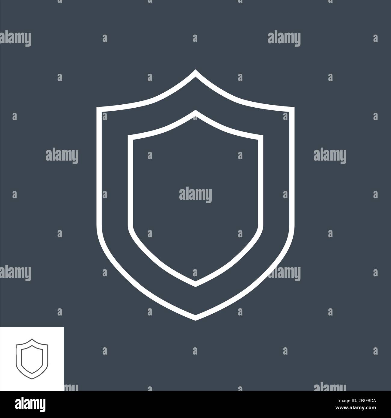 Shield related vector thin line icon. Stock Vector