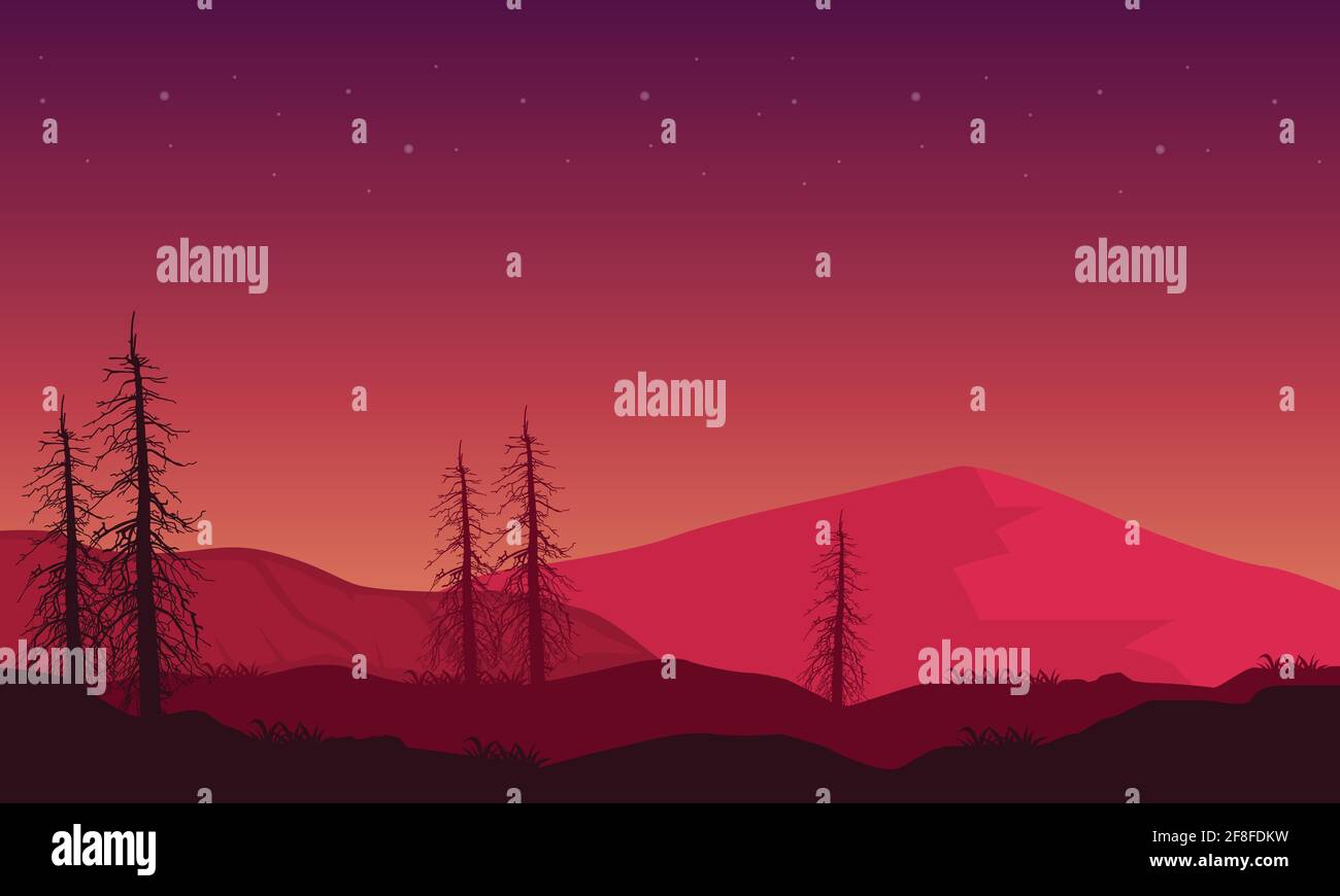 Incredible Mountain views at night under a beautiful purple starry sky ...