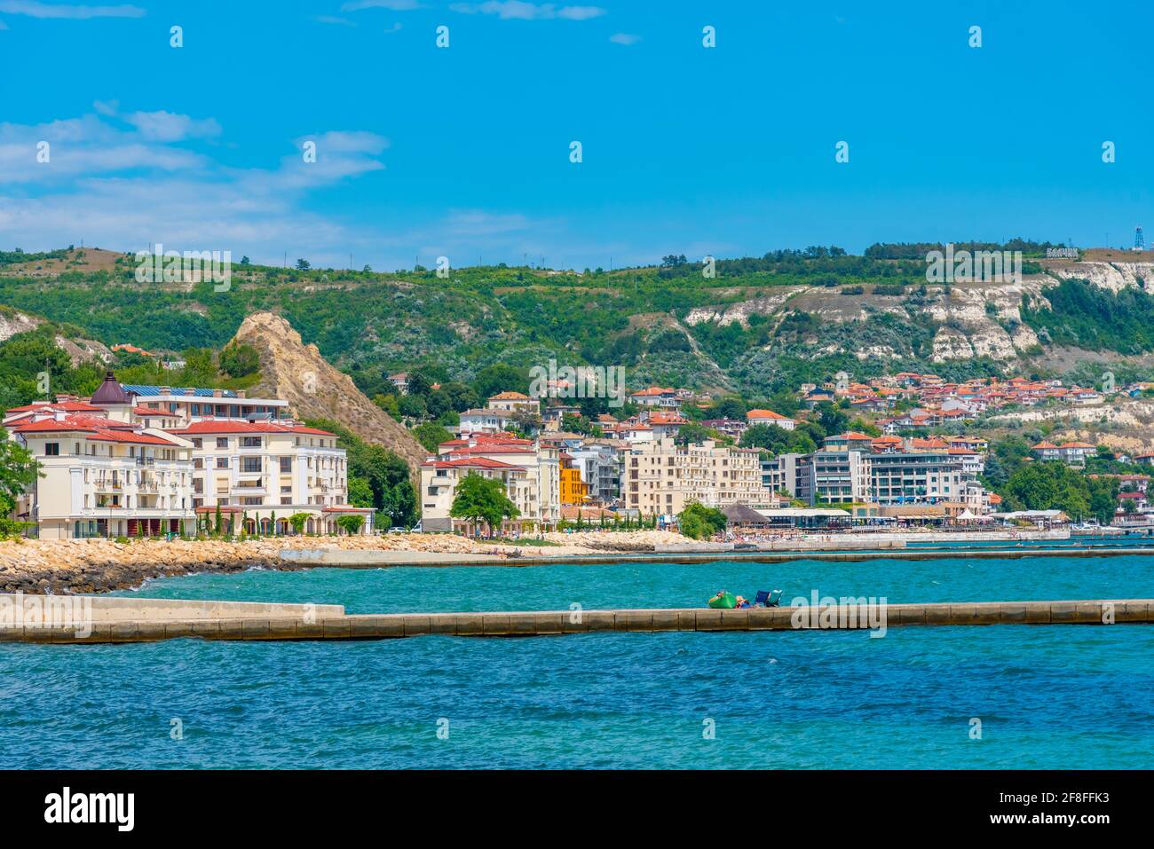 Seaside of coastal town Balchik in Bulgaria Stock Photo - Alamy