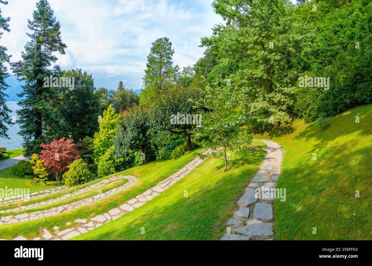 Botanical garden at Villa Melzi at Bellagio, Italy Stock Photo