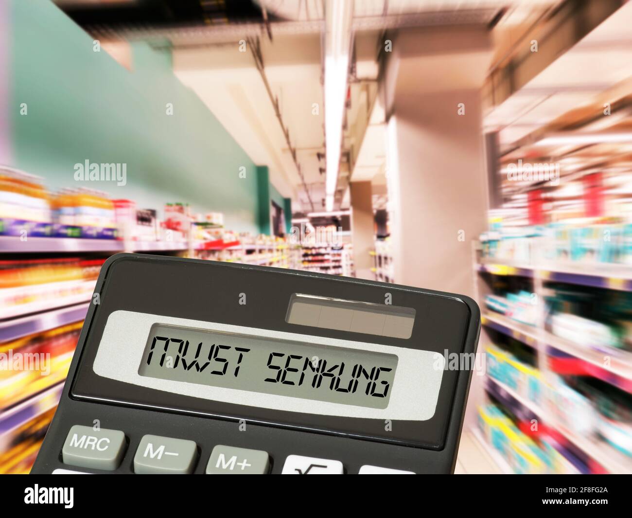 Supermarket, price tag and stamp VAT cut Stock Photo Alamy