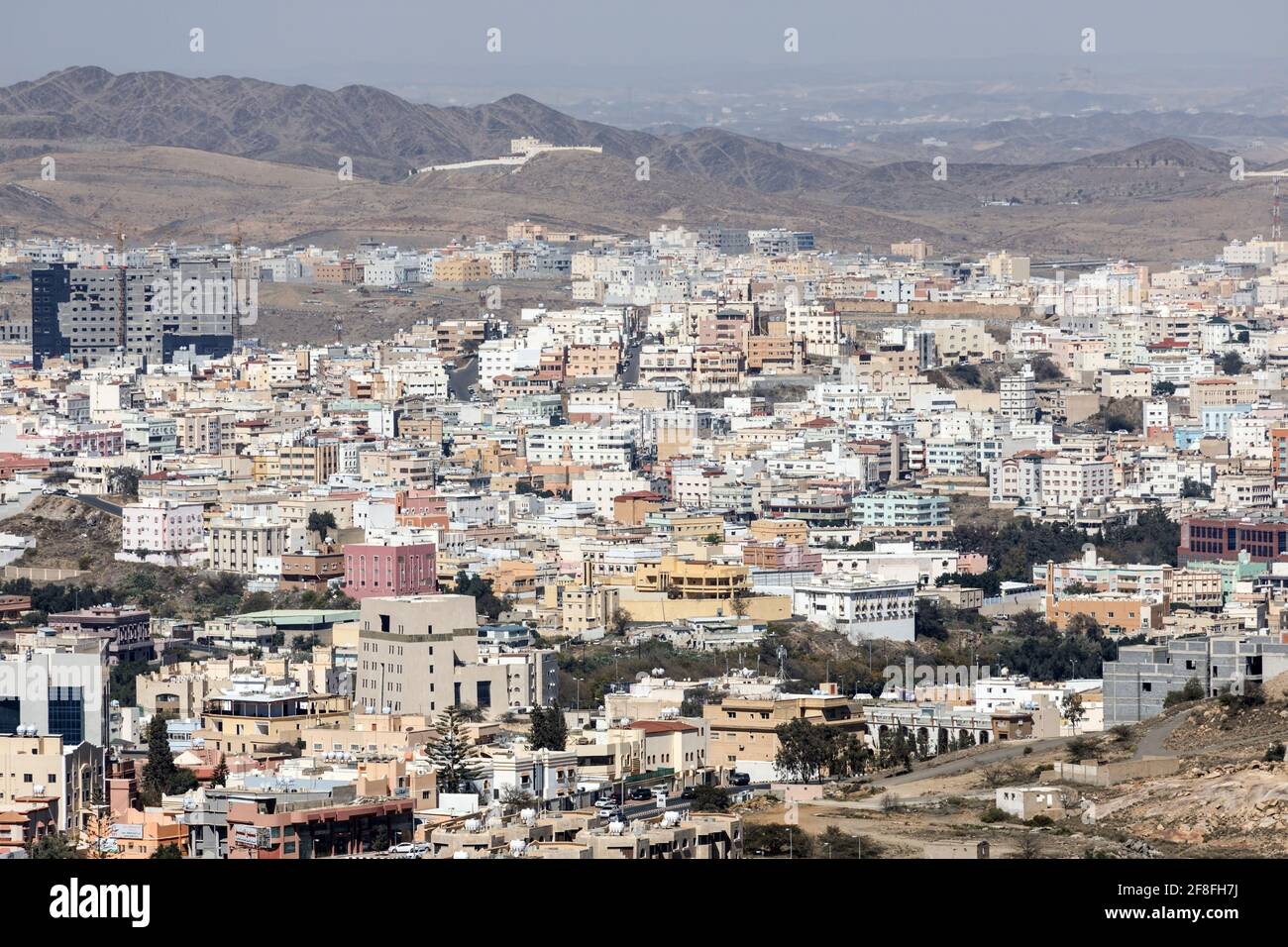 Abha, Saudi Arabia, February 24 2020: City of Abha in the southeast of Saudi Arabia is located on a high plateau directly on the edge of a valley Stock Photo