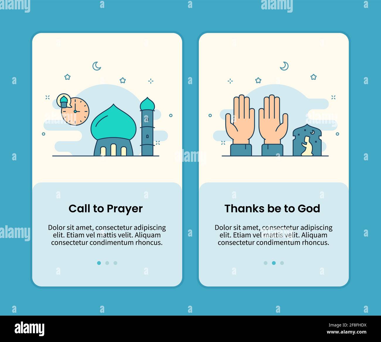 call to prayer and thanks to god design onboarding design mobile page screen app vector illustration Stock Photo