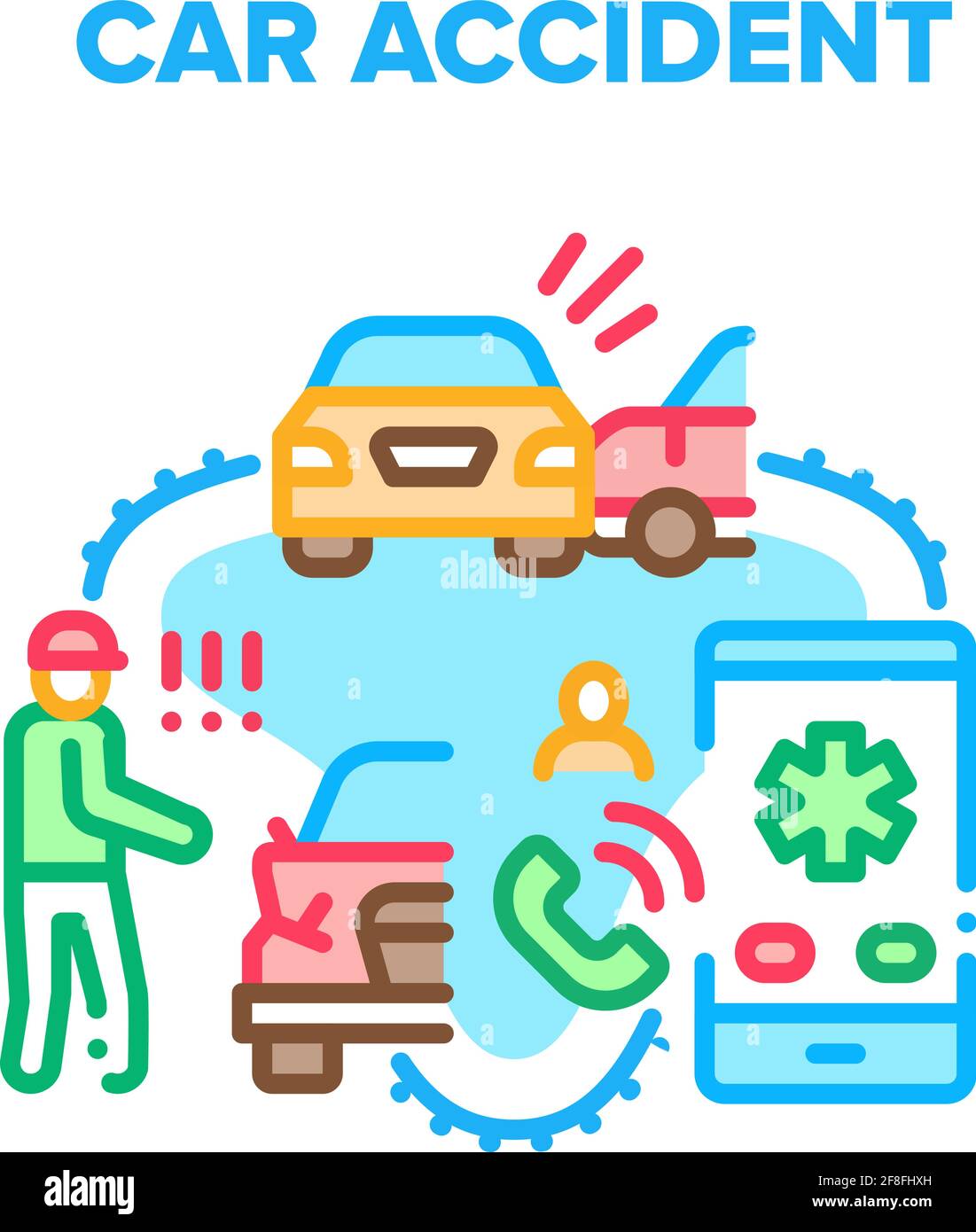 Car Accident Vector Concept Color Illustration Stock Vector Image & Art