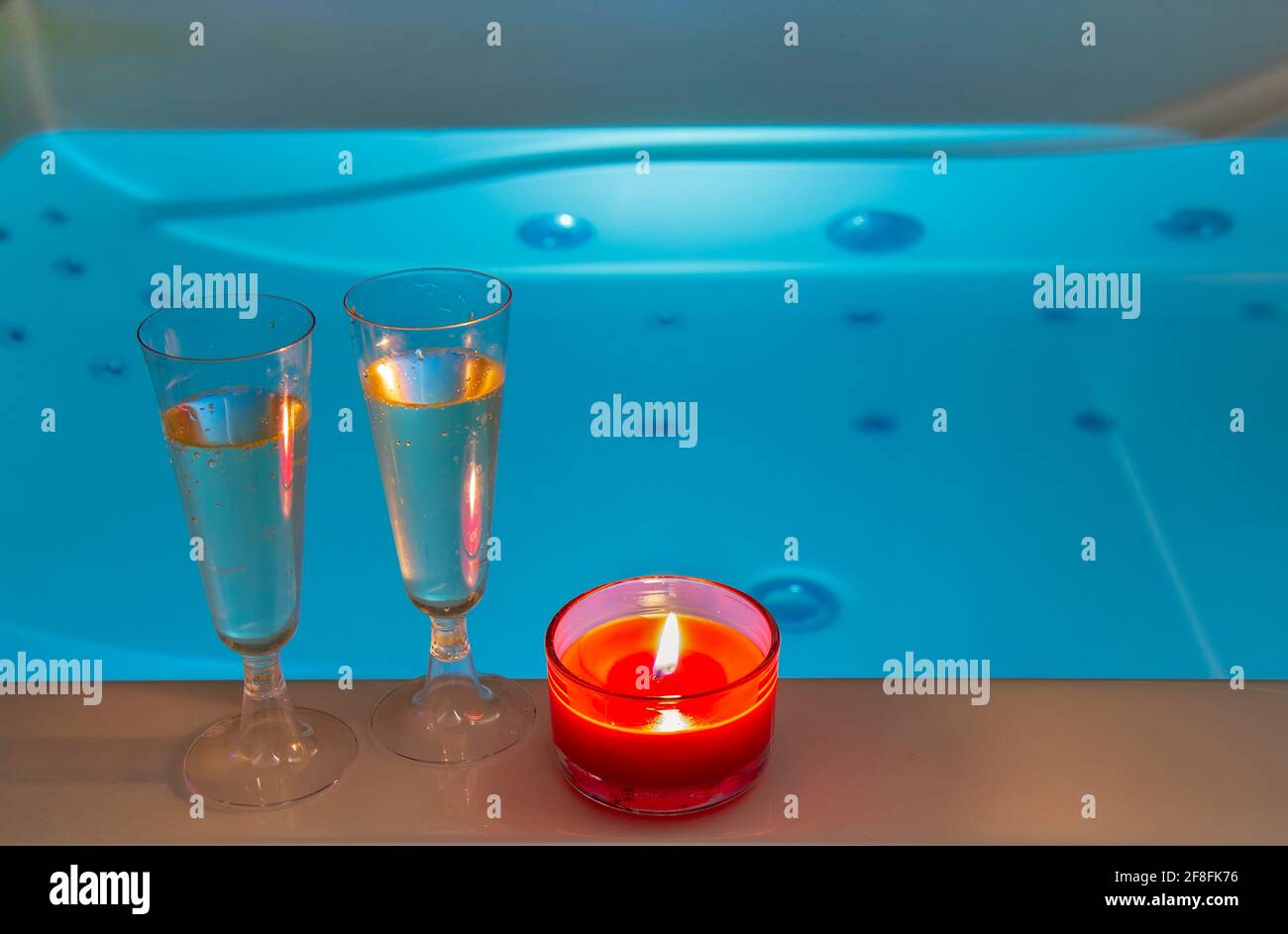 Romantic night in bath tub Stock Photo
