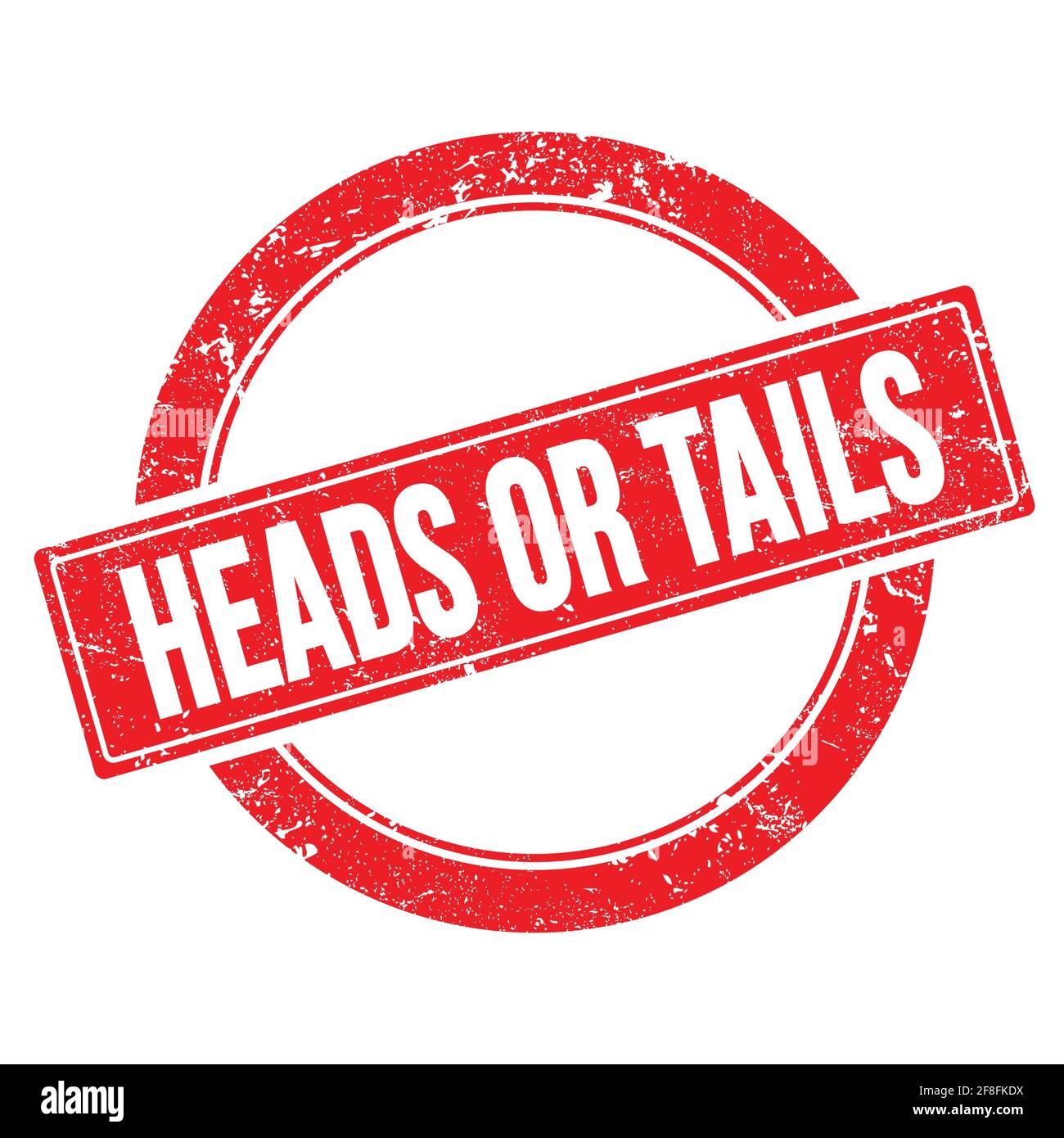 HEADS OR TAILS text on red grungy round vintage stamp Stock Photo Alamy