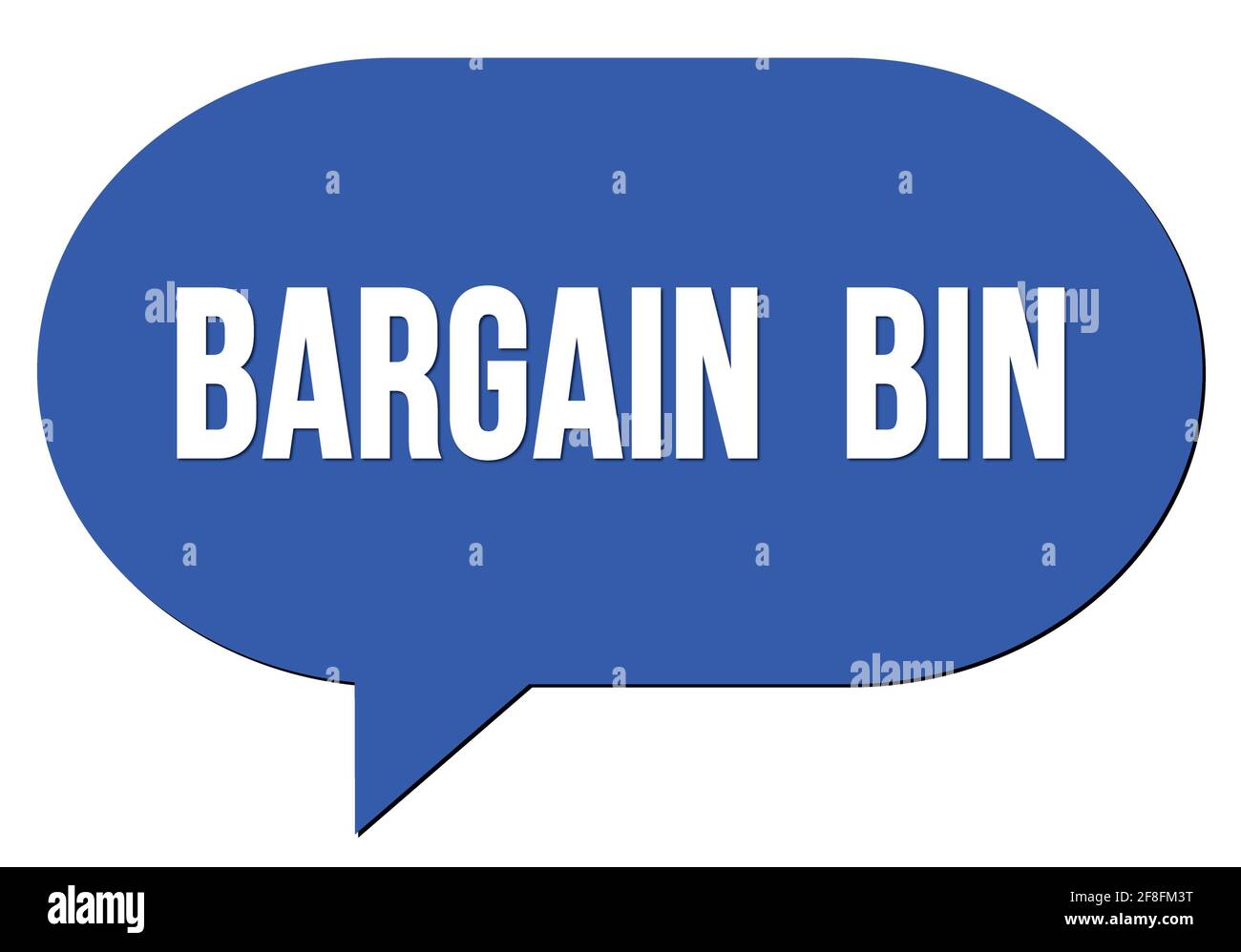 BARGAIN  BIN text written in a blue speech bubble stamp Stock Photo