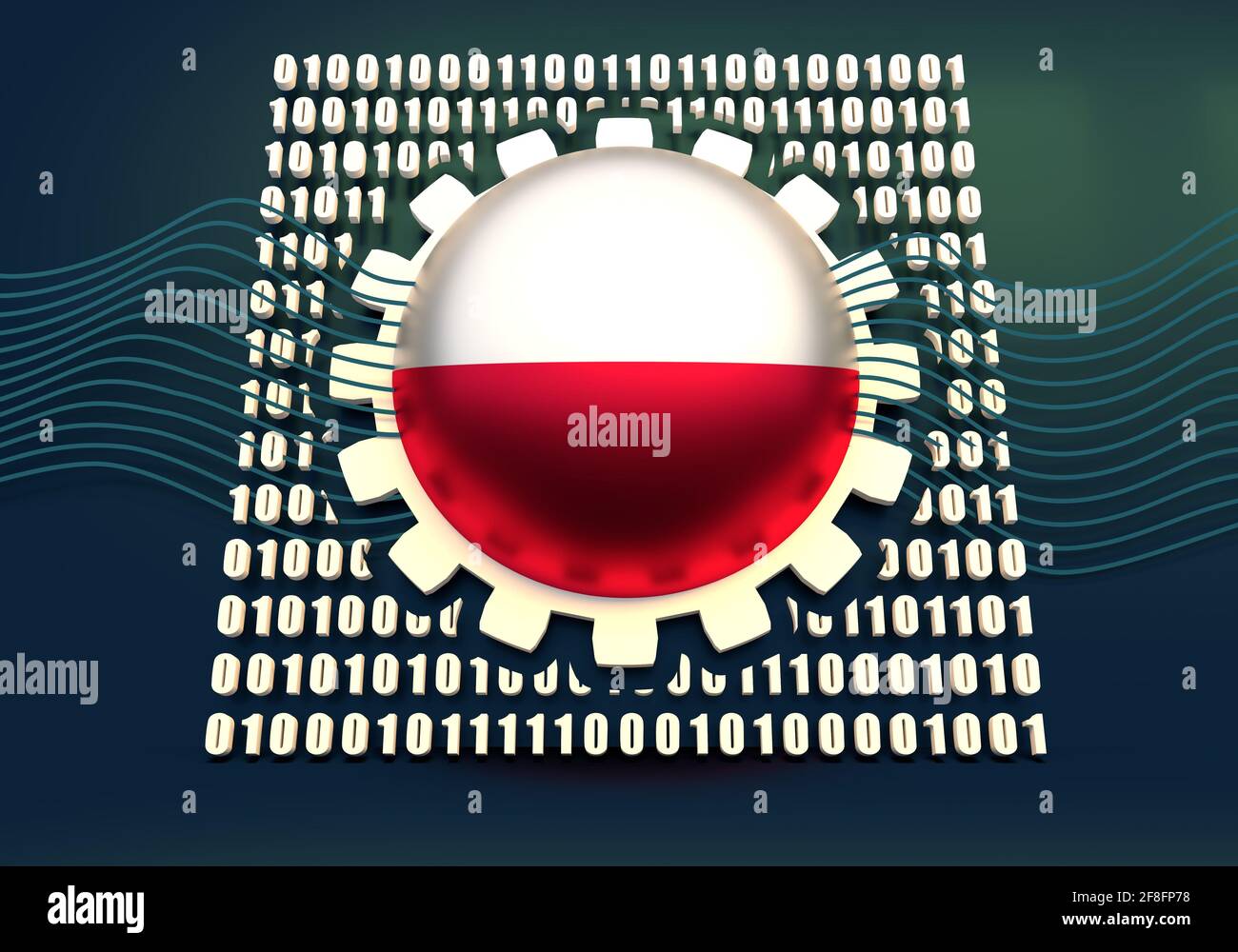 Binary Code Background With Gear And Flag Of The Poland Algorithm Binary Data Code Decryption And Encoding 3d Rendering Stock Photo Alamy