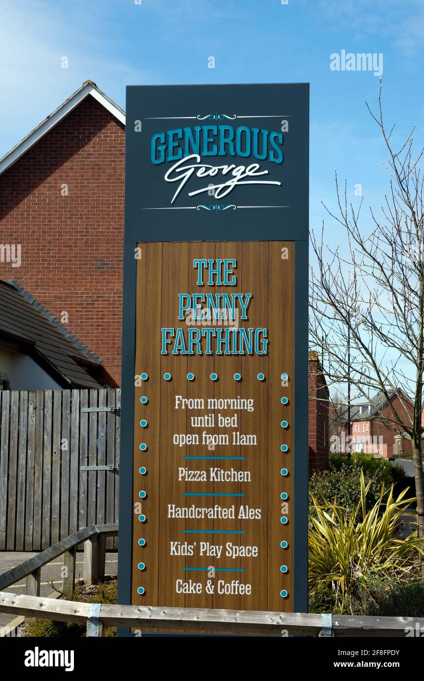 The Penny Farthing pub sign, Bannerbrook Park, Tile Hill, Coventry, UK Stock Photo