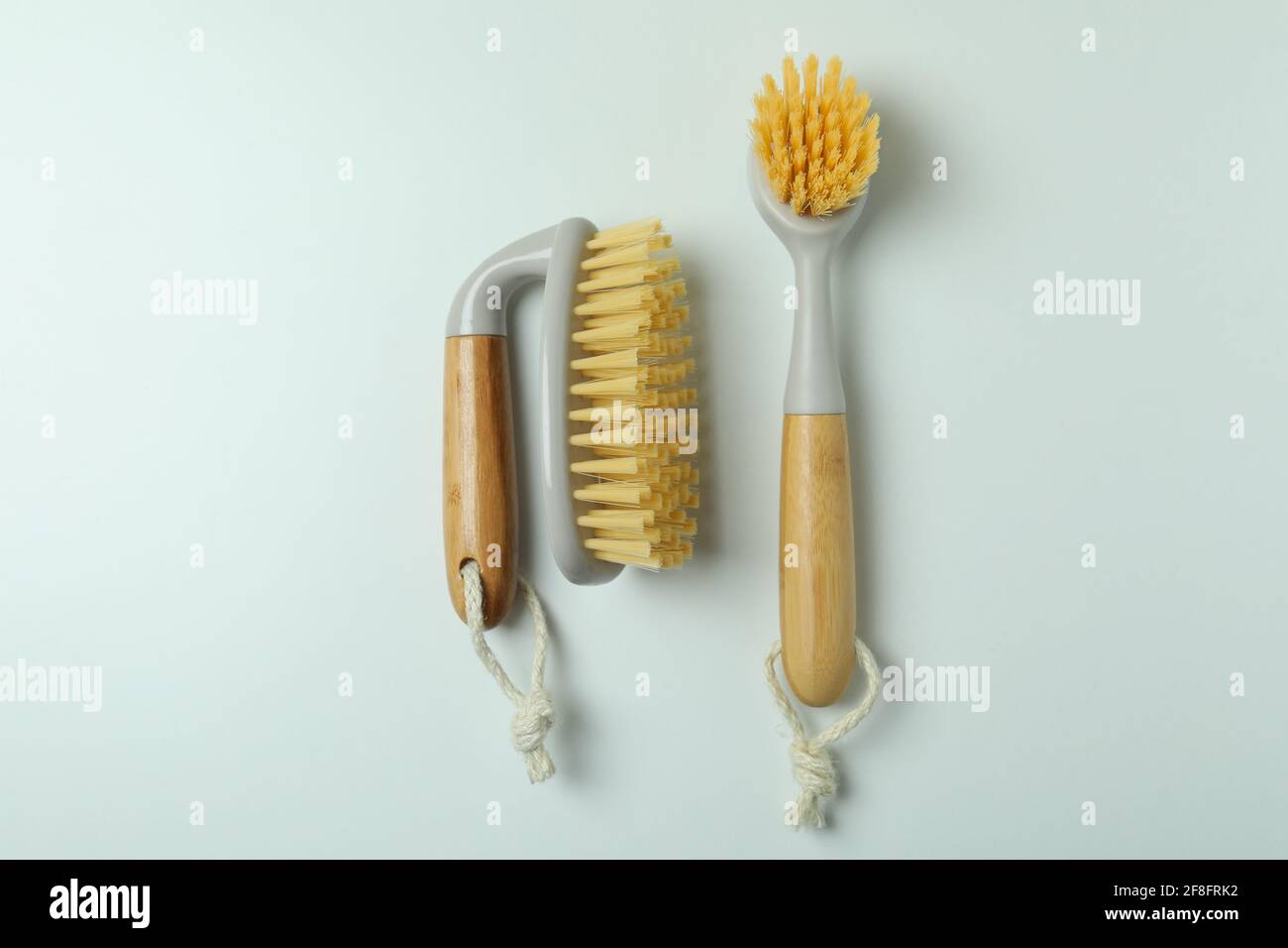 Two eco friendly brushes on white background Stock Photo