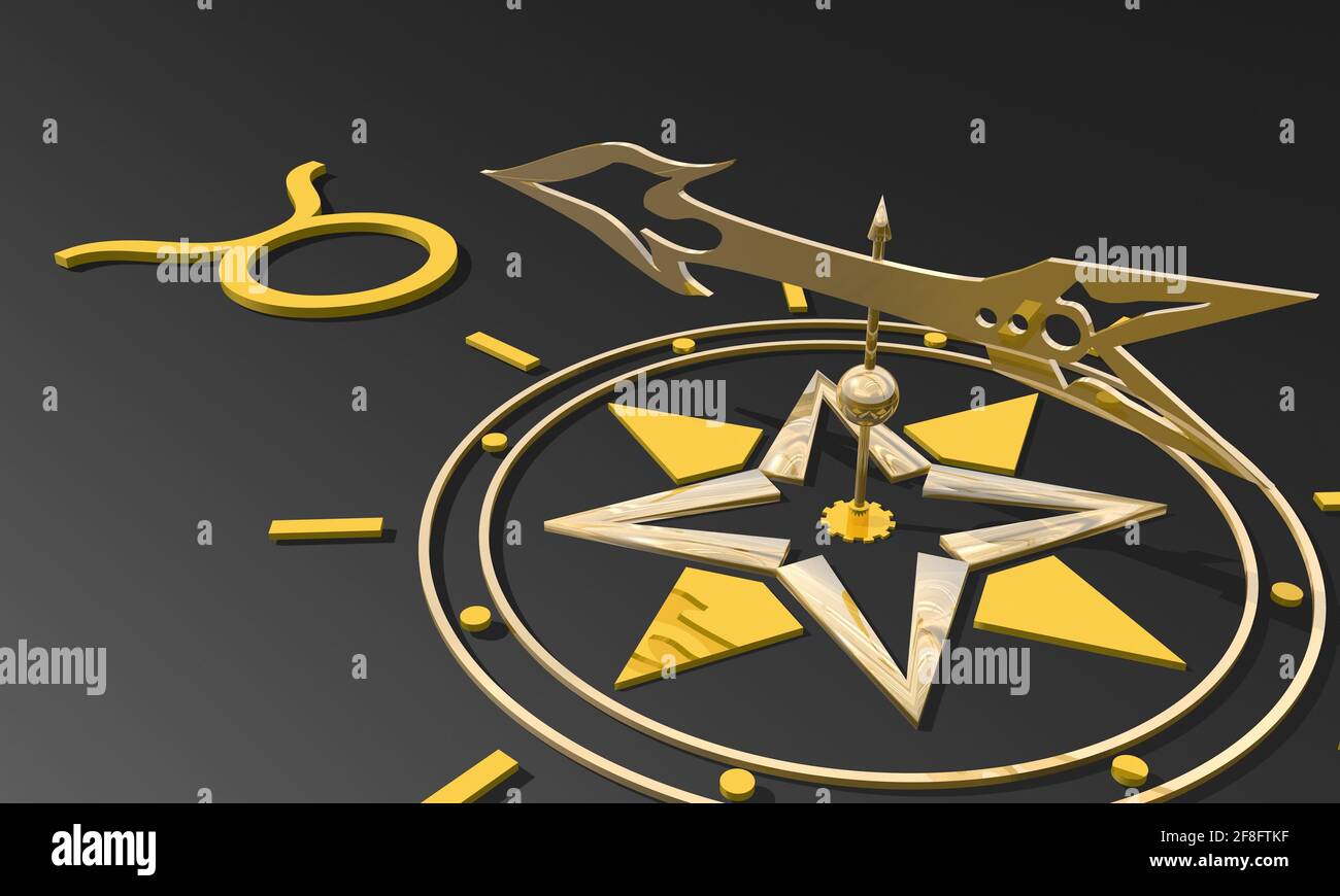 The bull astrology sign. Golden compass arrow point to astrological ...