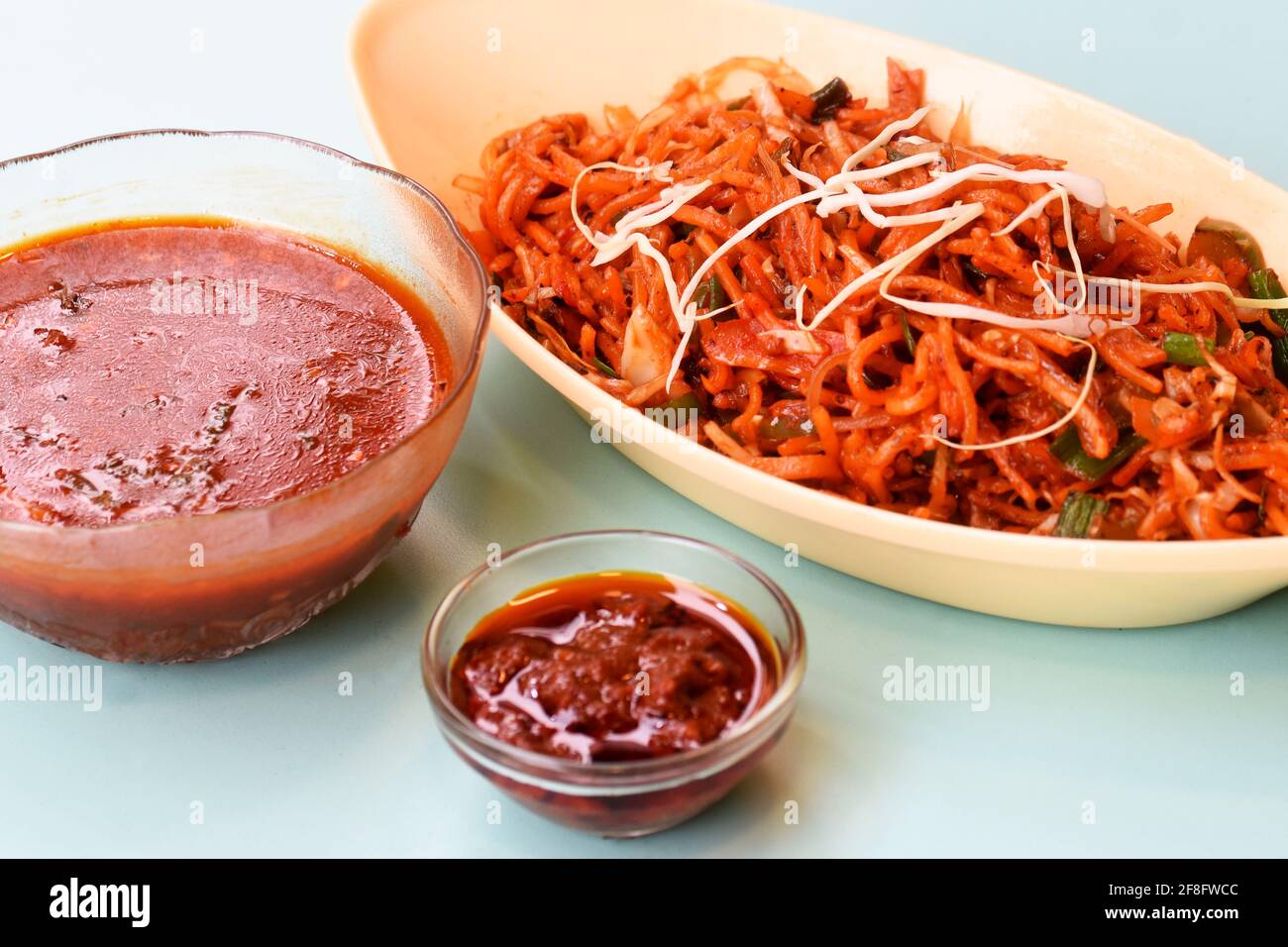 Schezwan Noodles or Manchurian Hakka or vegetable Hakka Noodles or chow mein indochinese food