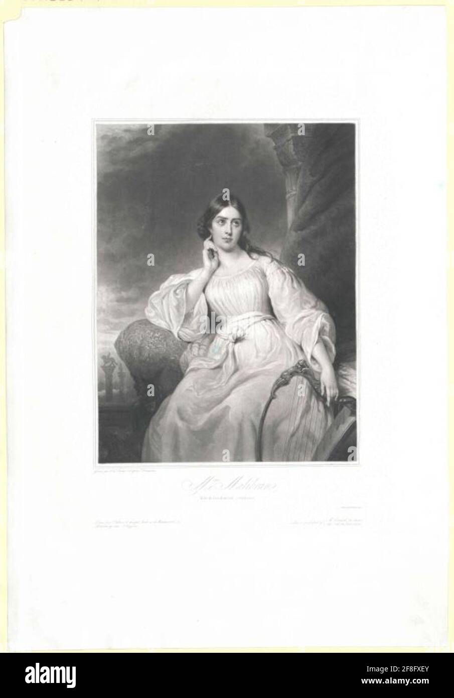 Malibran, Maria Felicità rolling portrait as 'Desdemona' in the Othello opera by Gioacchino Rossini. Stable of Charles Turner, after a template of Decaisne. Stock Photo