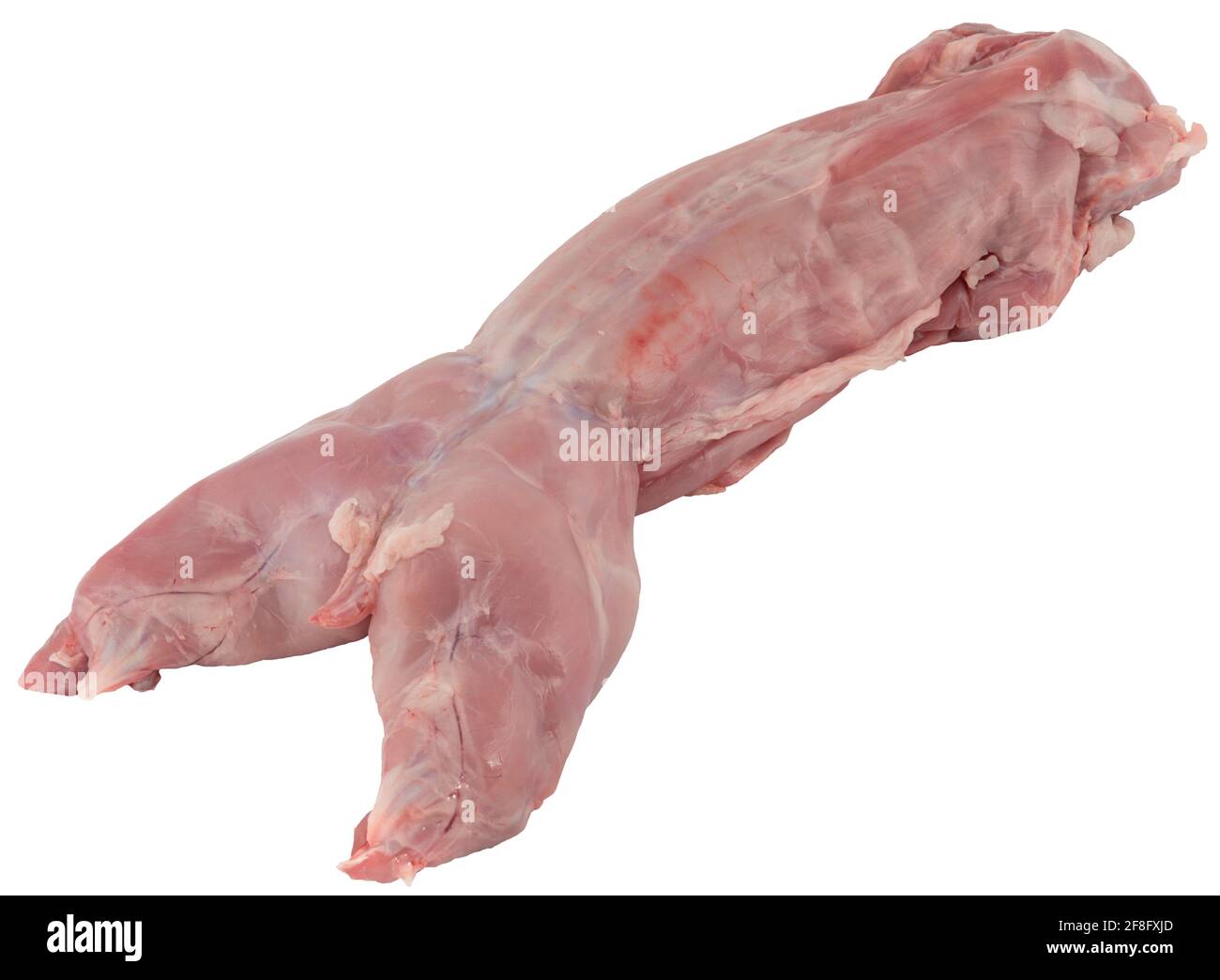 Rabbit carcass isolated on white. Rabbit meat. Stock Photo