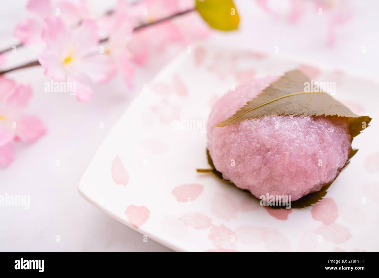 ”Sakura Mochi" Japanese traditional confectionery wrapped in salted
