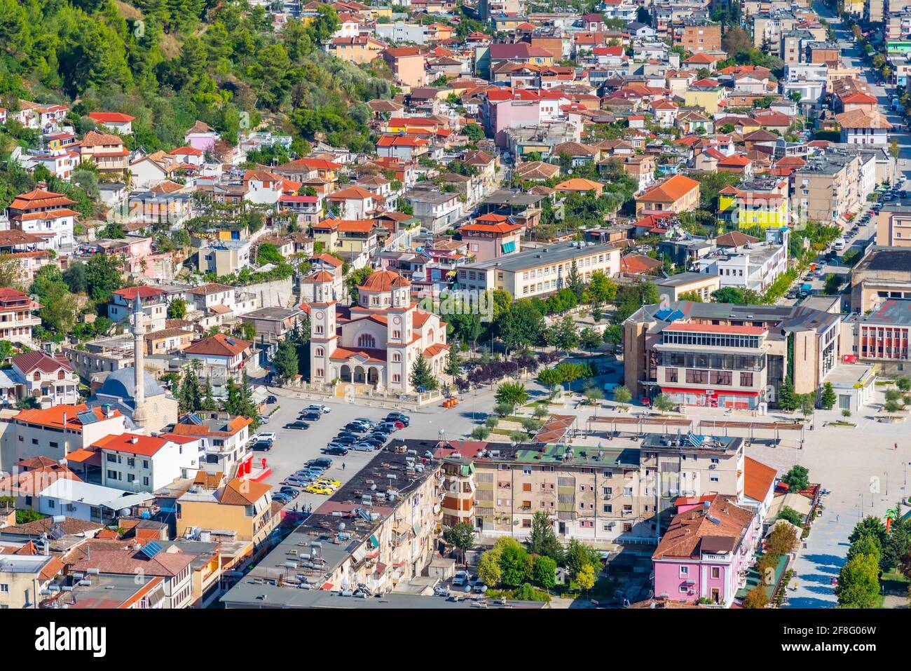 Lead mosque and Saint Demetrius cathedral in Berat, Albania Stock Photo