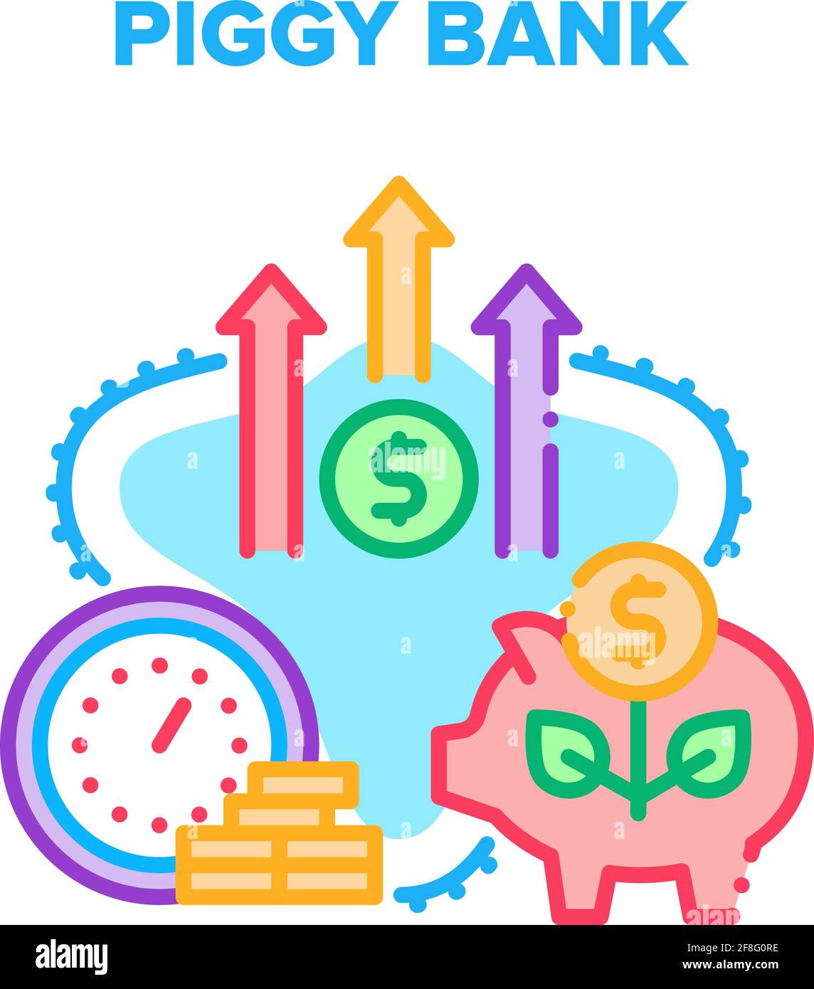 Piggy Bank Cash Vector Concept Color Illustration Stock Vector Image ...