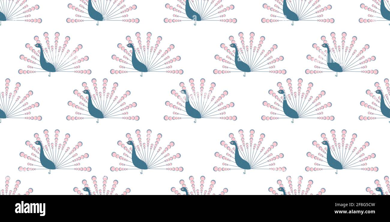 Peacock pattern. PATTERN IN CHINESE STYLE. STYLIZED PEACOCK. Vector illustration. Stock Vector