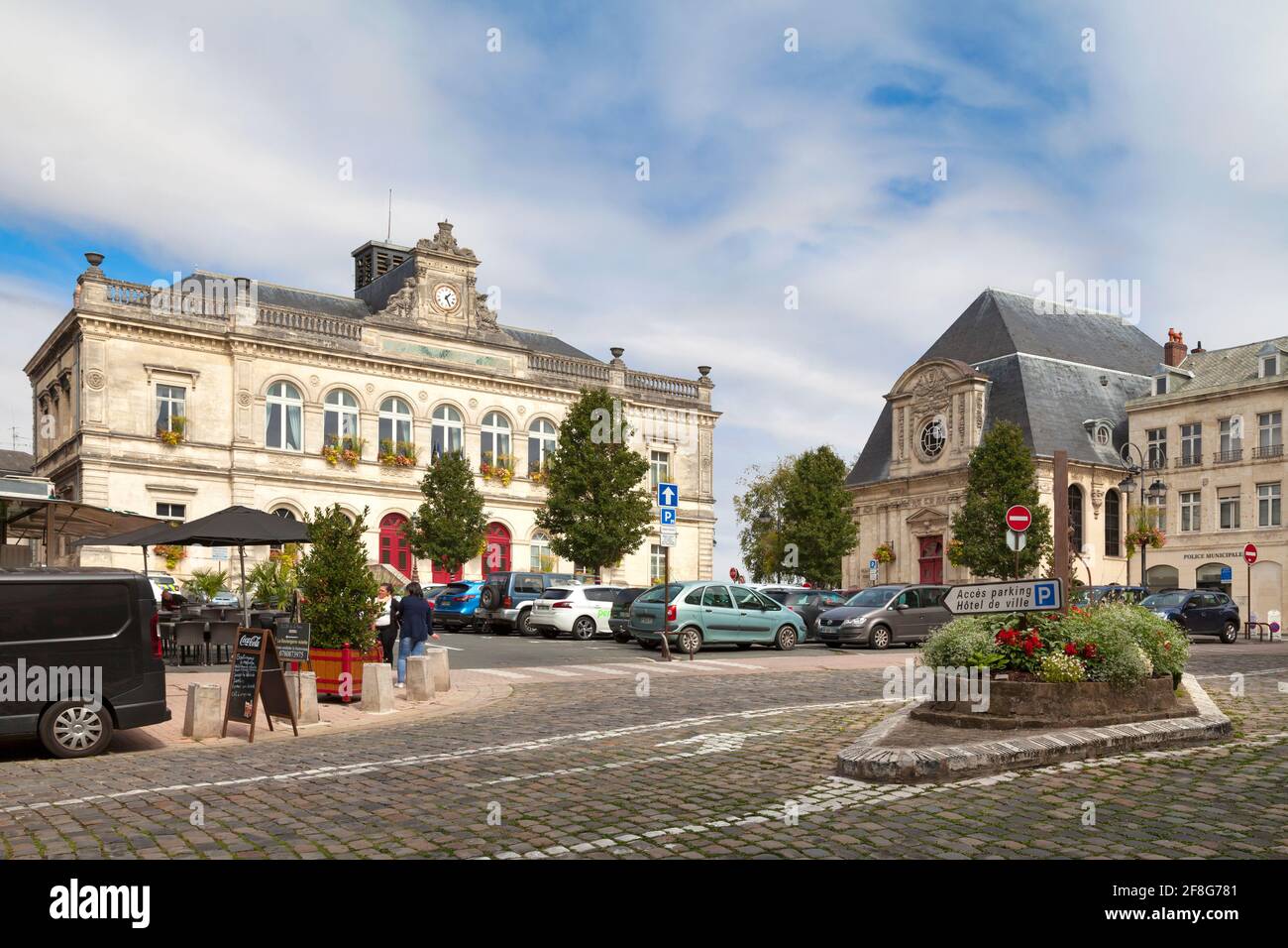 Laon, France - June 10 2020: The City hall is located in the upper town of Laon, in the department of Aisne. Stock Photo
