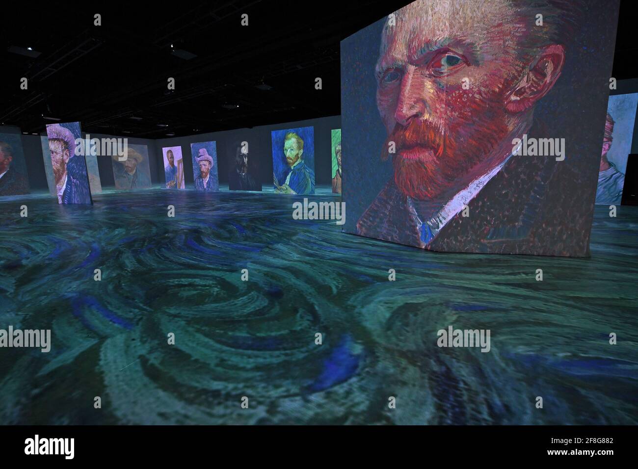 Miami, FL, USA. 13th Apr, 2021. People attend the Beyond Van Gogh exhibit, Beyond Van Gogh is a rich and unique multimedia experience, taking the viewer on a journey through over 300 iconic artworks held at the Ice Palace on April 13, 2021 in Miami Florida. Credit: Mpi04/Media Punch/Alamy Live News Stock Photo