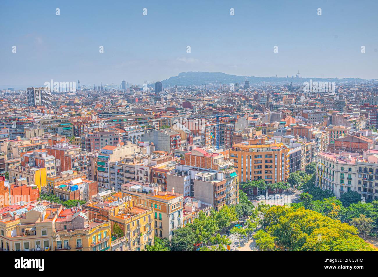 Aerial view of the ciutat vella of Barcelona from Sagrada Familia cathedral, Spain Stock Photo