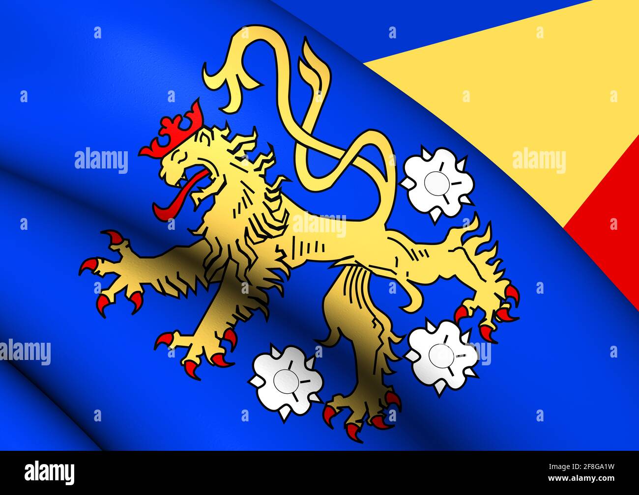 3D Flag of Geldern (North Rhine-Westphalia), Germany. 3D Illustration. Stock Photo