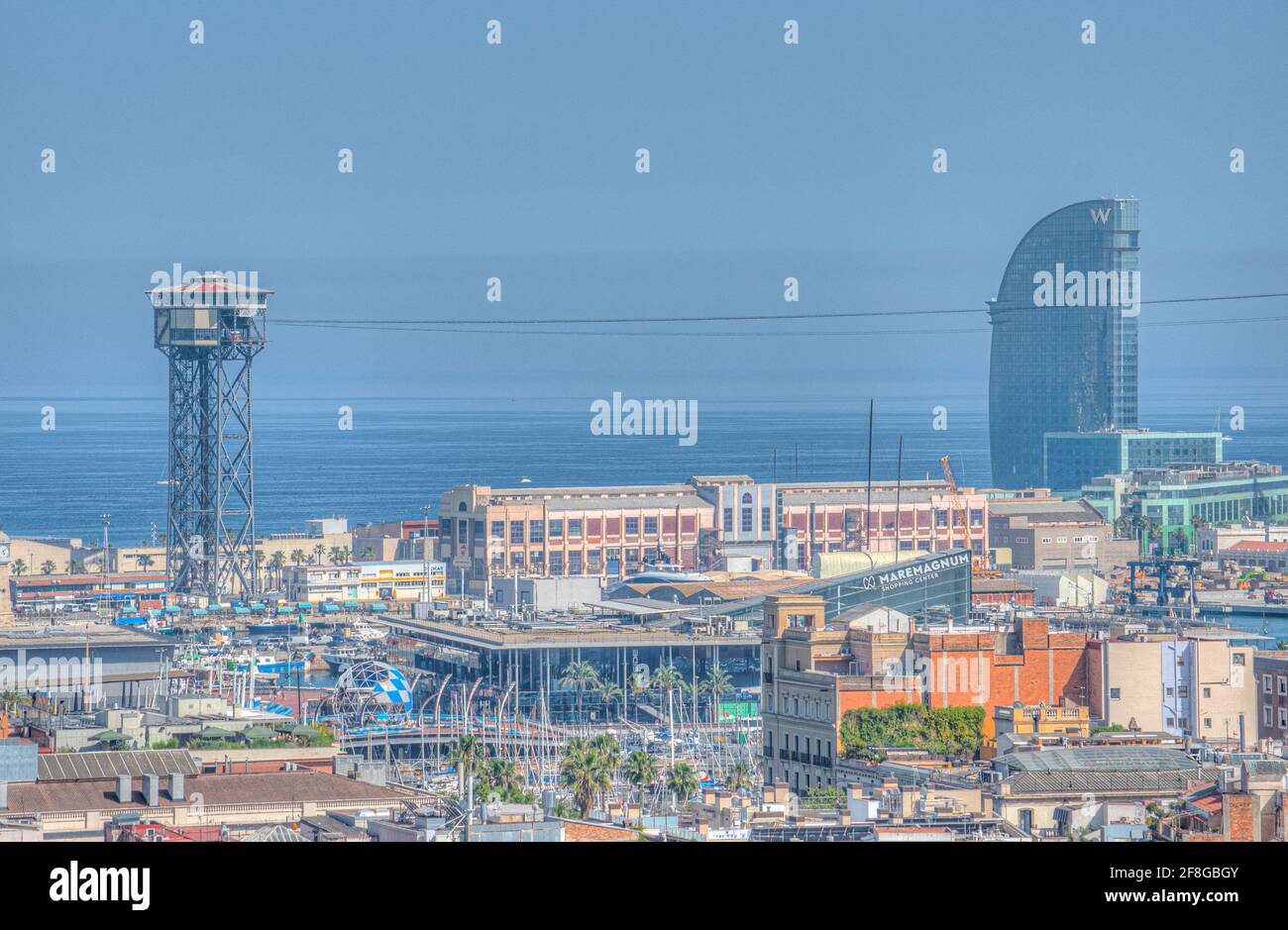 Aerial view of the port of Barcelona, Spain Stock Photo - Alamy