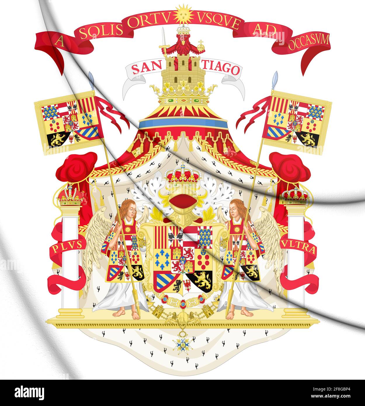 3D Royal coat of arms of Spain. 3D Illustration. Stock Photo