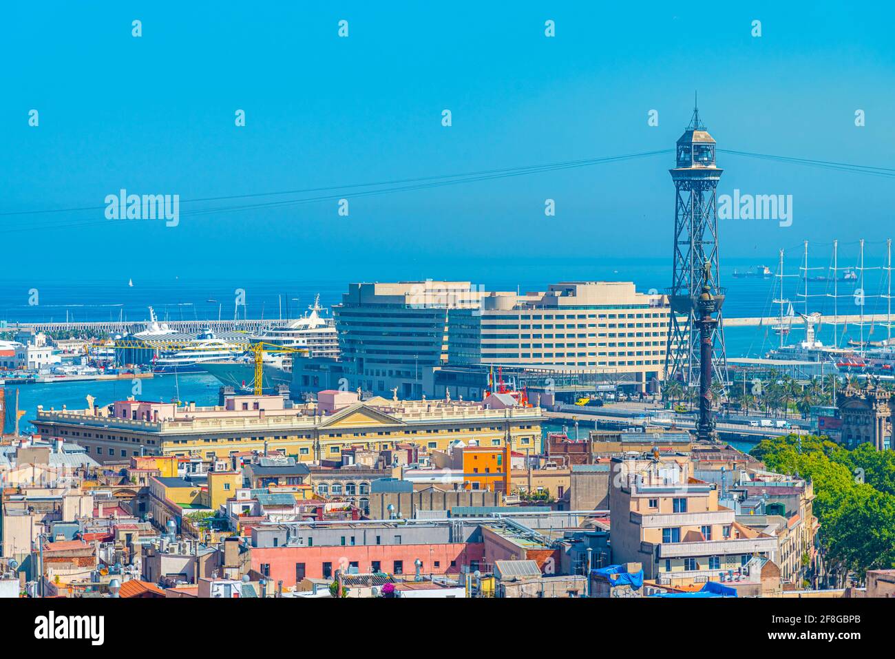Aerial view of the port of Barcelona, Spain Stock Photo - Alamy