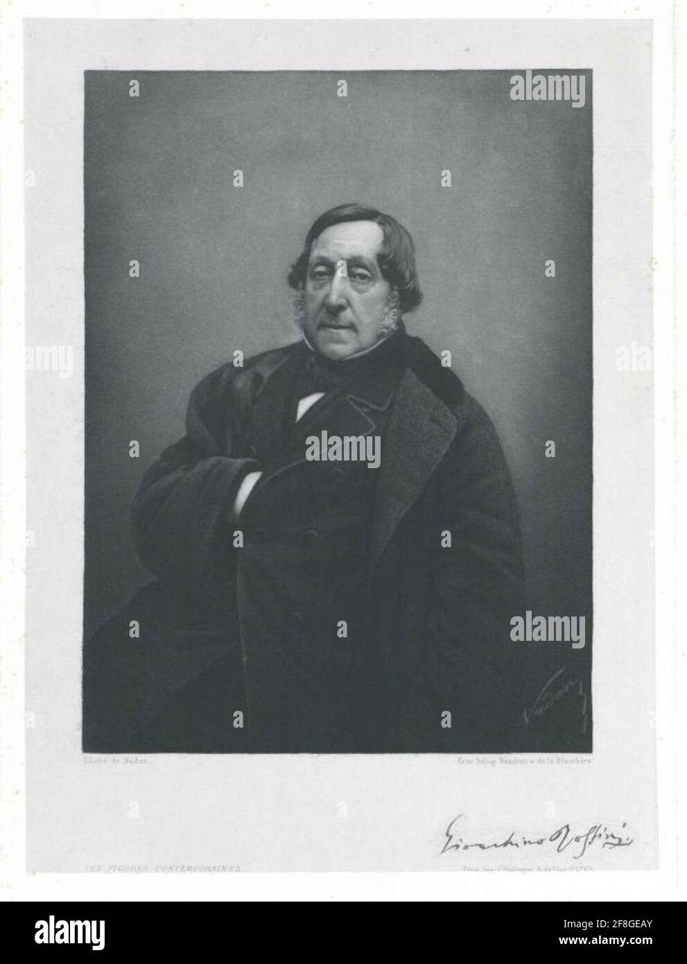 Rossini, Gioachino Cliché of Nadar, Heliogravure of Baudran and De La Blanchère. Stock Photo