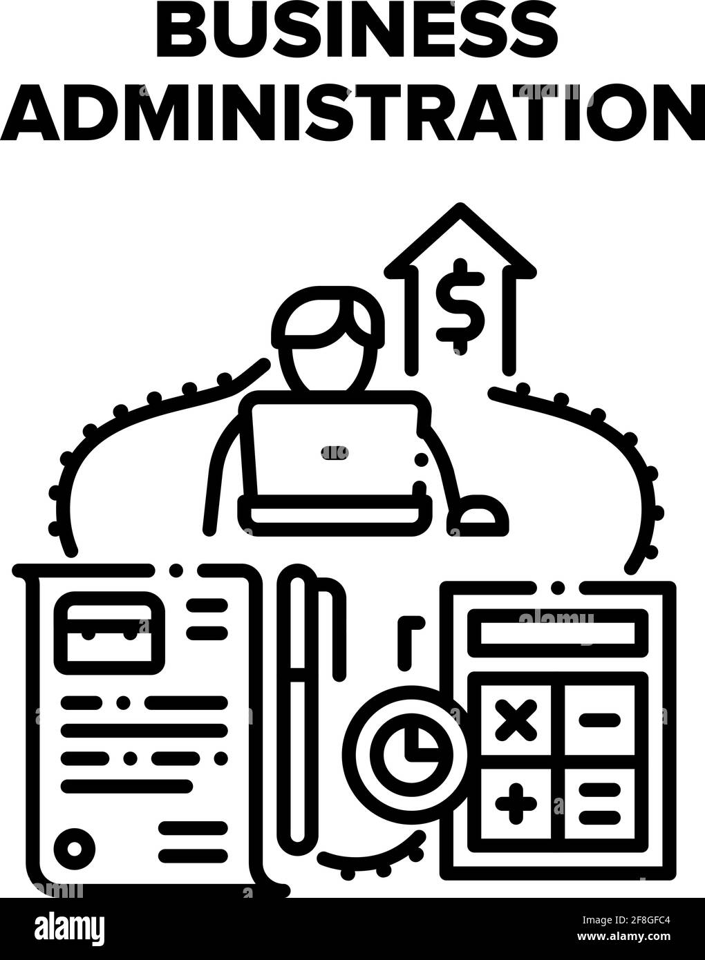 Business Administration Job Vector Black Illustration Stock Vector
